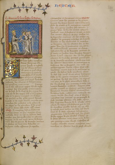 Esther voor koning Ahasveros door Master of Jean de Mandeville