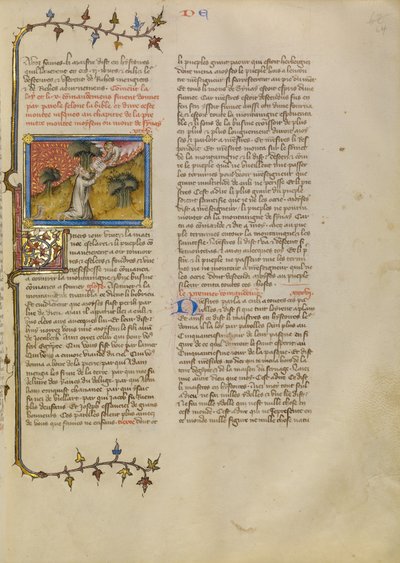 Mozes ontvangt de tafelen der wet door Master of Jean de Mandeville