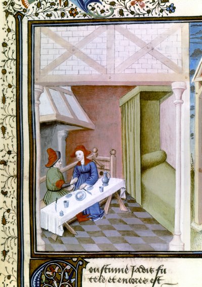 Een scène uit de Decameron, Salabetto en Iancofiore. 1430-1455 (miniatuur) door Master of Mansel