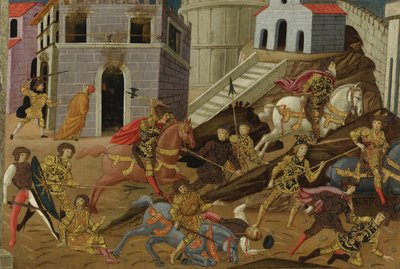De verdrijving van Tarquinius en zijn familie uit Rome door Master of Marradi