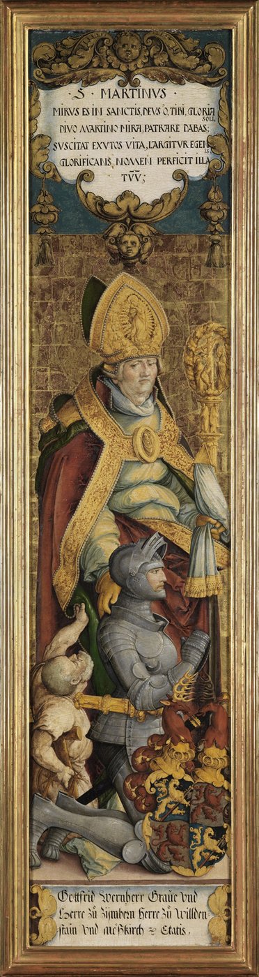 Sint Martinus van Tours met Gottfried Werner von Zimmern en een bedelaar door Master of Messkirch