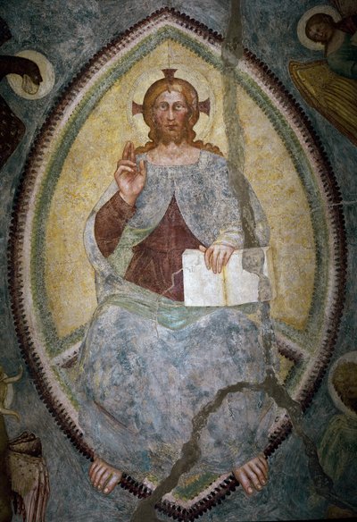 Verlosser tussen de vier evangelisten door Master of Mocchirolo