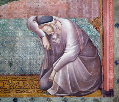 Verhalen van Sint Franciscus, detail van verschijning aan Gregorius IX, fresco door Meester van Sint Cecilia (13e-14e eeuw), Bovenkerk, Pauselijke Basiliek van Sint Franciscus van Assisi (UNESCO Werelderfgoedlijst, 2000), Assisi, Umbrië, Italië door Master of Saint Cecilia