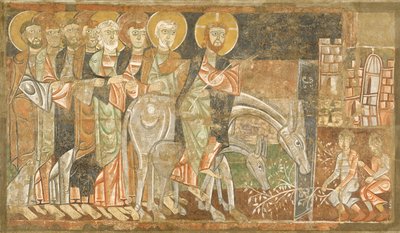 Intocht van Christus in Jeruzalem, c.1125 door Master of San Baudel