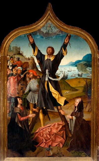 Drieluik: het martelaarschap van Sint Andreas door Master of San Lorenzo