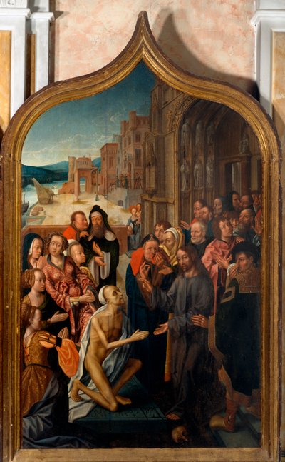 Drieluik: de opstanding van Lazarus door Master of San Lorenzo
