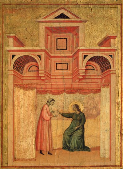 Sint-Cecilia en haar levensverhaal (detail): Sint-Cecilia overtuigt haar man Valerianus om zich te laten dopen door Master of St. Cecilia