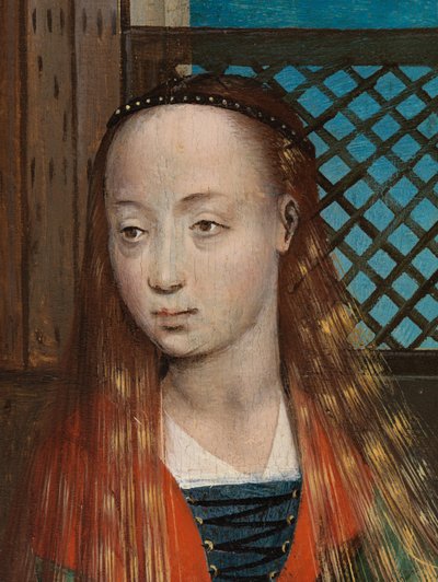 Detail van de Liefdadigheid van St. Nicolaas, van het Altaarstuk van St. Nicolaas (detail) door Master of The Legend of St. Lucy