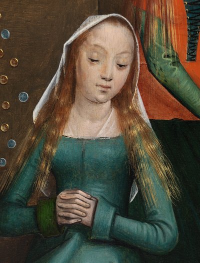 De liefdadigheid van St. Nicolaas, uit het altaarstuk van St. Nicolaas, ca. 1486-93 (detail) door Master of The Legend of St. Lucy