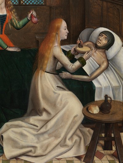Detail (Liefdadigheid van St. Nicolaas, uit het Altaarstuk van St. Nicolaas, c.1486-93) door Master of The Legend of St. Lucy
