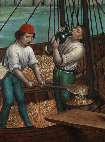 Detail van het Wonder van het Graan, van het Altaarstuk van Sint-Nicolaas, ca. 1486-93 door Master of The Legend of St. Lucy