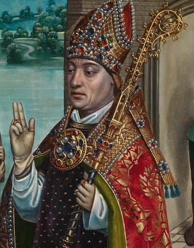 Detail van het Wonder van het Graan, van het Altaarstuk van Sint-Nicolaas, ca. 1486-93 door Master of The Legend of St. Lucy