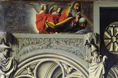 God de Vader in de hemel stuurt zijn Zoon naar de Maagd Maria, c.1445 (detail) door Master of the Aix Annunciation