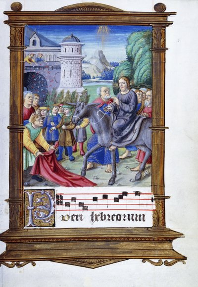 De intocht in Jeruzalem door Master of the Anglo Hours