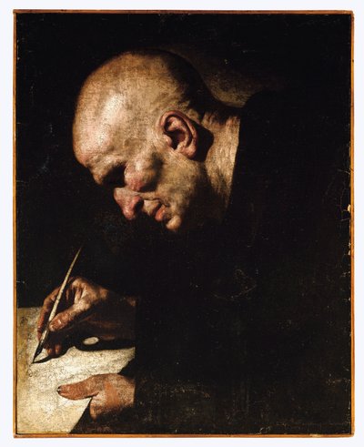Een monnik-schrijver door Master of the Annunciation to the Shepherds