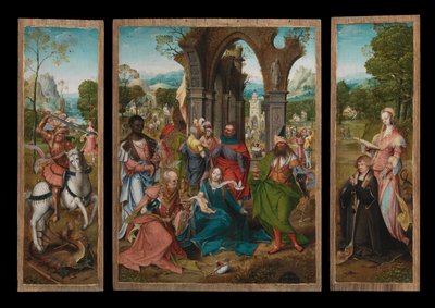 Aanbidding der Wijzen door Master of the Antwerp Adoration