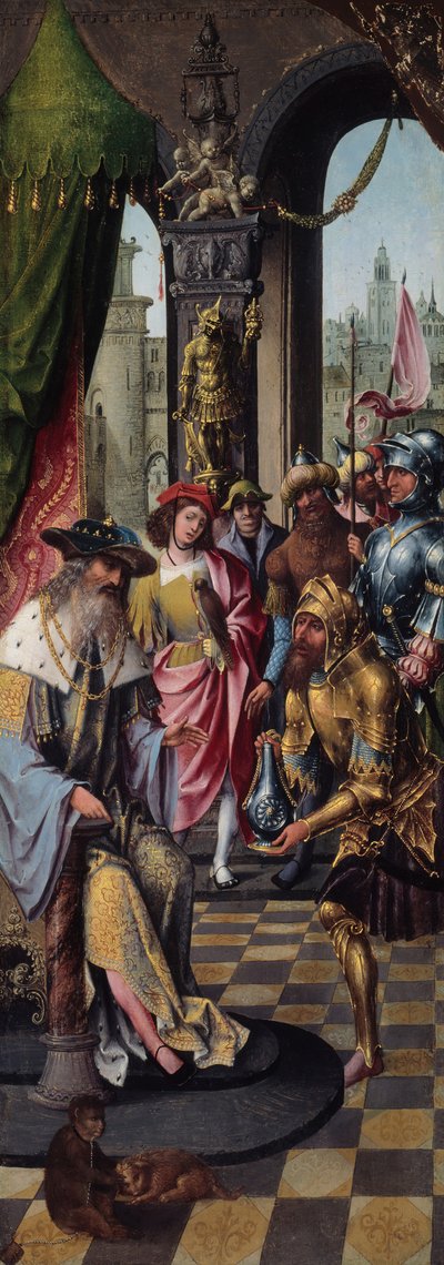 Koning David ontvangt het water van de cisterne van Bethlehem, 151520 door Master of the Antwerp Adoration