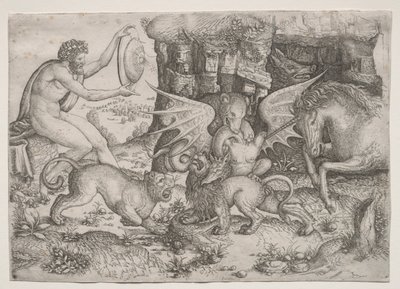 Allegorisch thema: Gevecht van dieren door Master of the Beheading of St.
