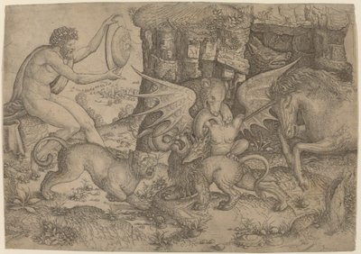 Allegorisch thema: gevecht van dieren door Master of the Beheading of St. John
