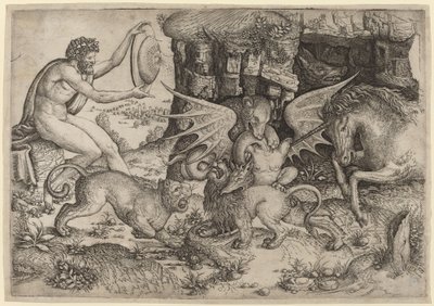 Allegorisch Thema: Gevecht van Dieren door Master of the Beheading of St. John