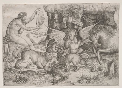 Allegorisch thema: Gevecht van dieren door Master of the Beheading of St. John