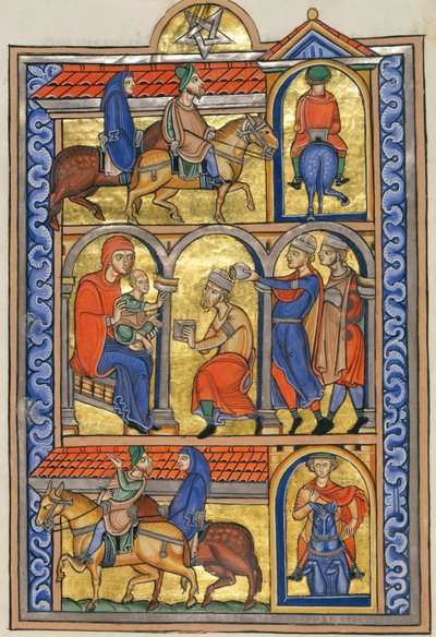 Aanbidding der Wijzen door Master of the Berthold Sacramentary