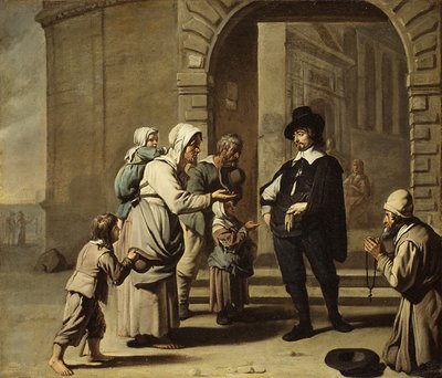 Bedelaars bij een Deur door Master of the Béguins