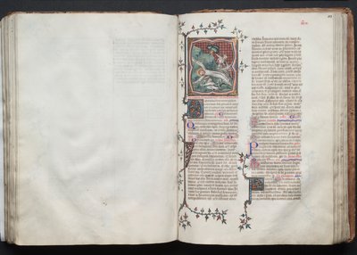Het Gotha Missaal: Fol. 103r, Sint Andreas wordt aan het kruis gebonden, c. 1375 door Master of the Boqueteaux