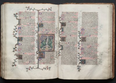 Het Gotha Missaal: Fol. 117v, Sint Petrus ondersteboven aan het kruis gebonden door Master of the Boqueteaux