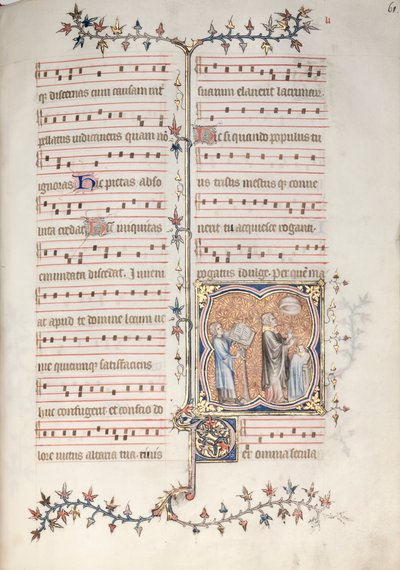Het Gotha Missaal: Fol. 61r, Een priester die het officie zingt door Master of the Boqueteaux