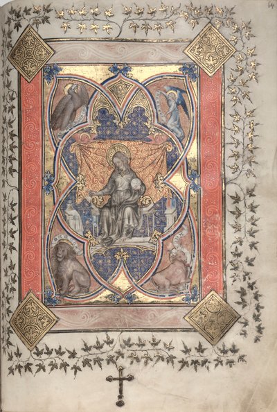 Het Gotha Missaal: Fol. 64r, Christus in Majesteit, ca. 1375 door Master of the Boqueteaux