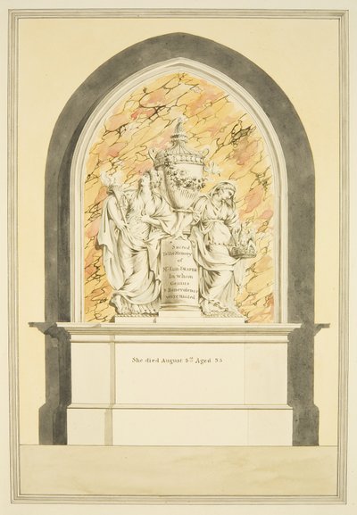 Graf van mevrouw Elizabeth Draper, overleden in 1835, in de kathedraal van Bristol door Master of the Bristol Church Monuments