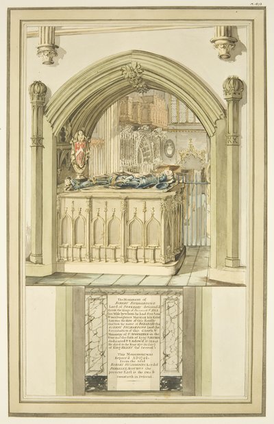 Graf van Robert Fitzharding, overleden in 1170, in de kathedraal van Bristol, ca. 1799 door Master of the Bristol Church Monuments