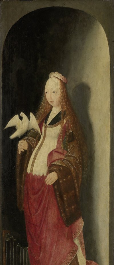 Sint Cecilia, rechtervleugel van een drieluik door Master of the Brunswick Diptych (attributed to)