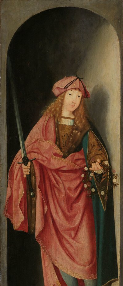 Sint Valeriaan, linker vleugel van een drieluik door Master of the Brunswick Diptych (attributed to)