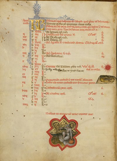 Een vissende man; sterrenbeeld Vissen door Master of the Brussels Initials