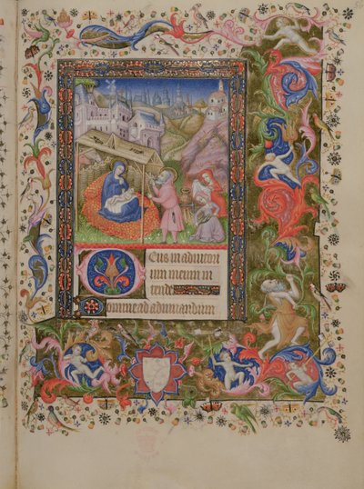 Geboorte, uit een Getijdenboek, c.1407 door Master of the Brussels Initials