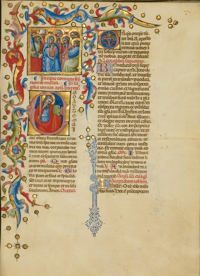 Allerheiligen; initiaal E: Sint Andreas door Master of the Brussels Initials