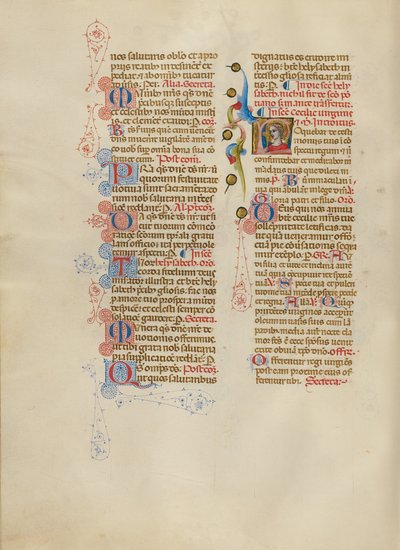 Voorletter L: Sint-Cecilia door Master of the Brussels Initials