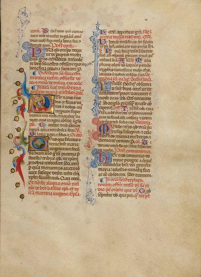 Beginletter P: een pauselijke zegen door Master of the Brussels Initials