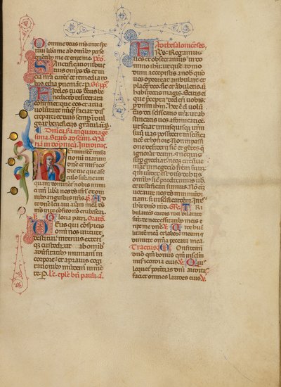 Beginletter R: De Maagd in Gebed door Master of the Brussels Initials