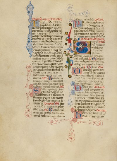Begin S: De duif van de Heilige Geest door Master of the Brussels Initials