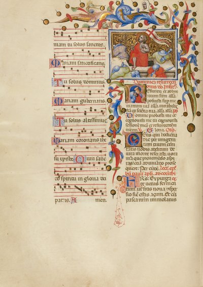 De wederopstanding; Initial R: Een slapende soldaat door Master of the Brussels Initials