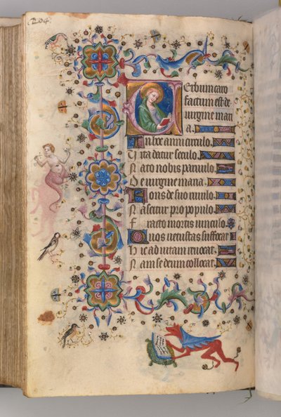 Getijdenboek van Karel de Edele, Koning van Navarra: fol. 102v, Tekst door Master of the Brussels Initials and Associates