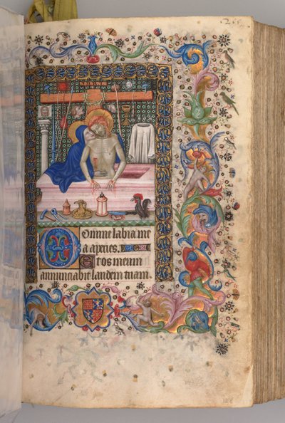 Getijdenboek van Karel de Edele, Koning van Navarra 1361-1425: fol. 128r, Man van Smarten, c. 1405 door Master of the Brussels Initials and Associates