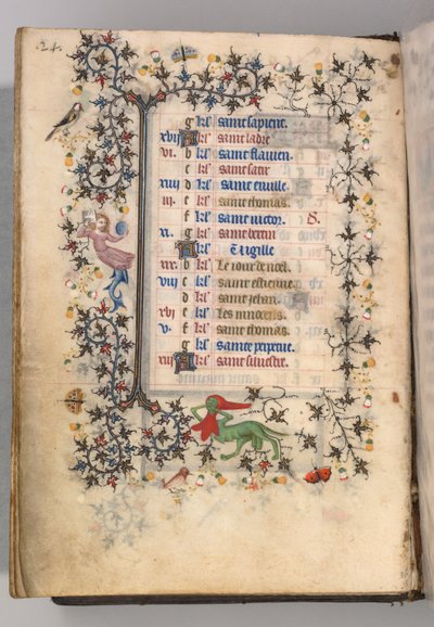 Getijdenboek van Karel de Edele, koning van Navarra 1361-1425: fol. 12v, december, ca. 1405 door Master of the Brussels Initials and Associates