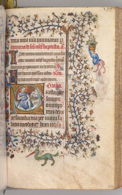 Uren van Karel de Edele, Koning van Navarra 1361-1425: fol. 260v, St. Johannes de Doper, ca. 1405 door Master of the Brussels Initials and Associates