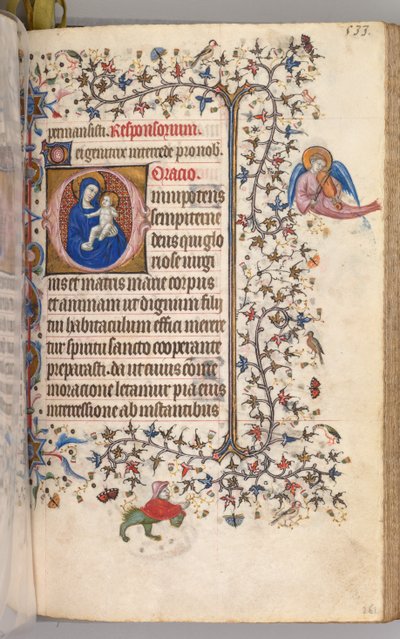 Getijdenboek van Karel de Edele, Koning van Navarra 1361-1425: fol. 261r, Maagd en Kind, ca. 1405 door Master of the Brussels Initials and Associates