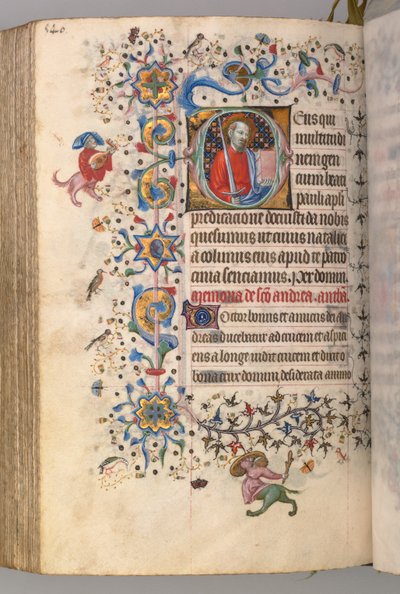 Getijdenboek van Karel de Edele, koning van Navarra 1361-1425: fol. 264v, St. Paulus, ca. 1405 door Master of the Brussels Initials and Associates
