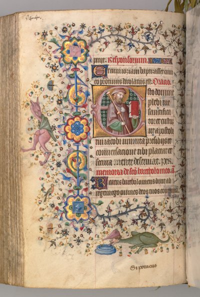 Uren van Karel de Edele, koning van Navarra 1361-1425: fol. 266v, St. Jacobus, ca. 1405 door Master of the Brussels Initials and Associates